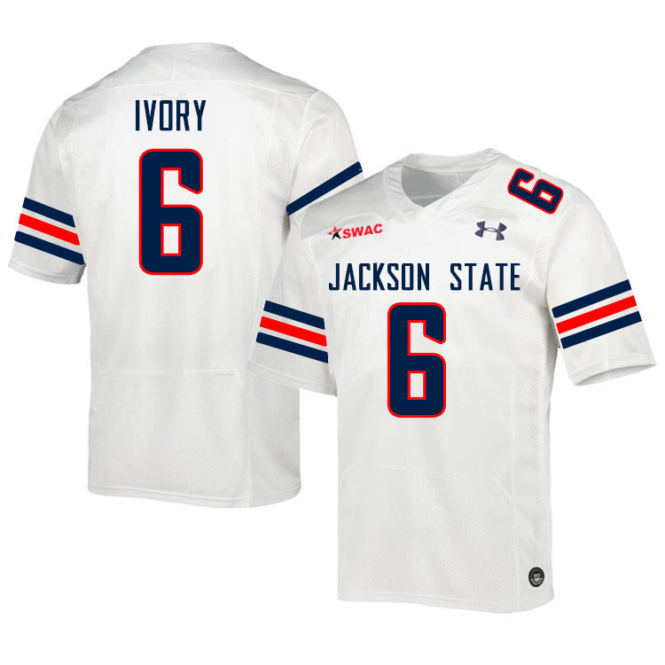 Jackson State Tigers #6 Quincy Ivory College Football Jerseys,Uniforms-White